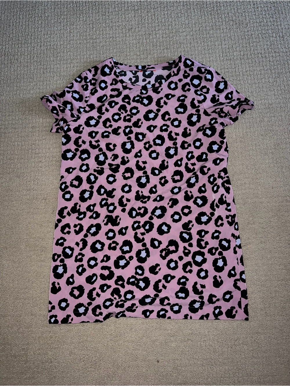 Pink Leopard Print Short Sleeve Dress